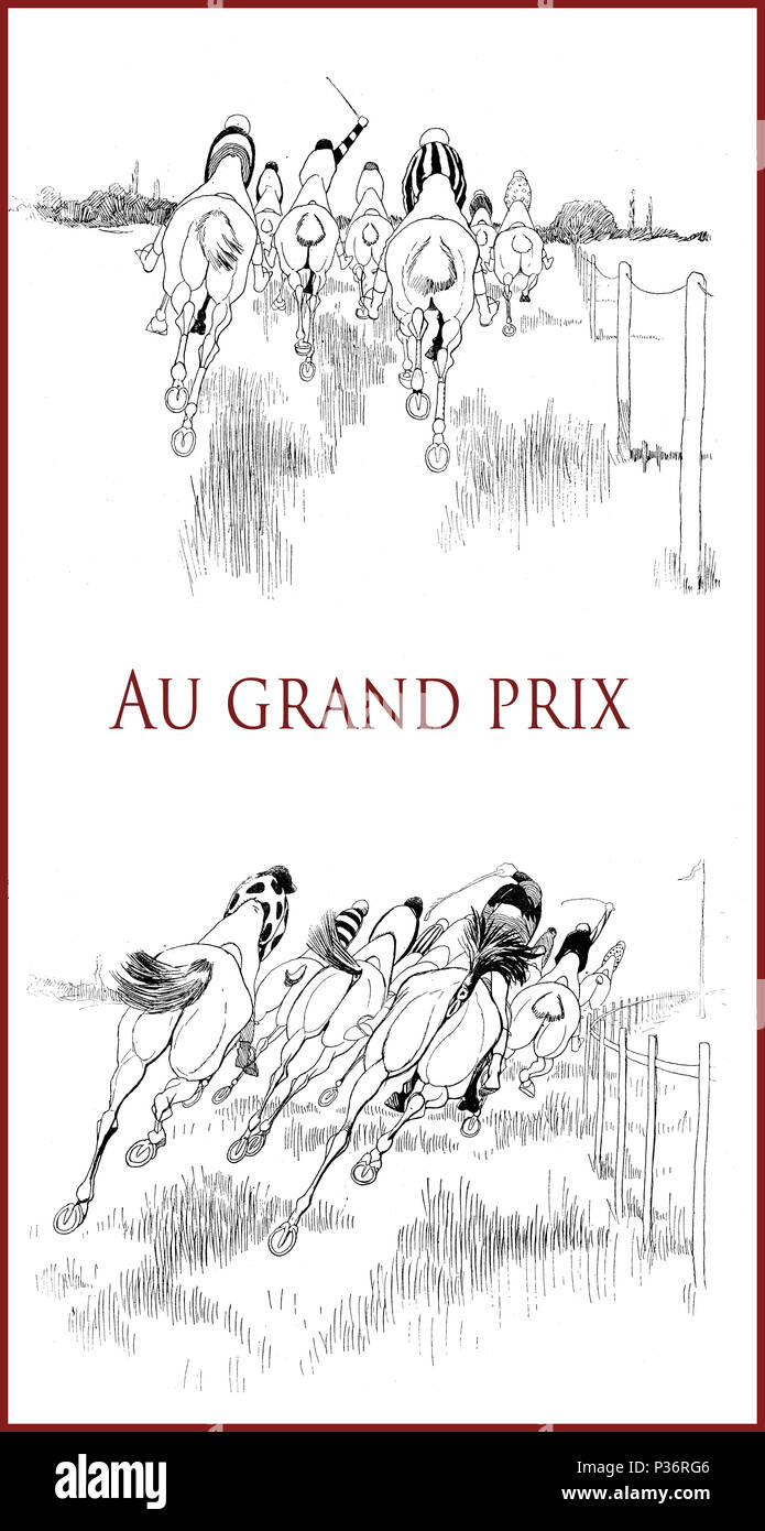 French satirical magazine La vie Parisienne 1888,au Grand Prix ,race, event, humor, caricatures Stock Photo