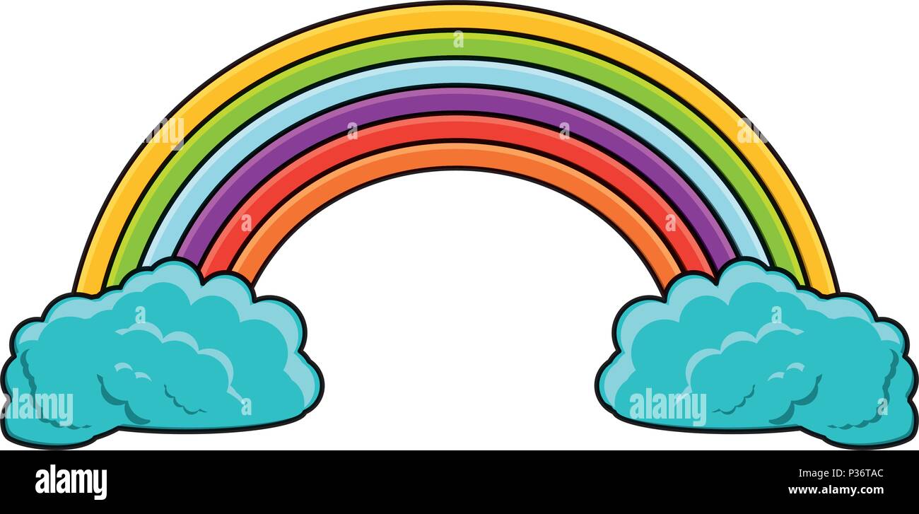 rainbow and clouds over white background, vector illustration Stock ...