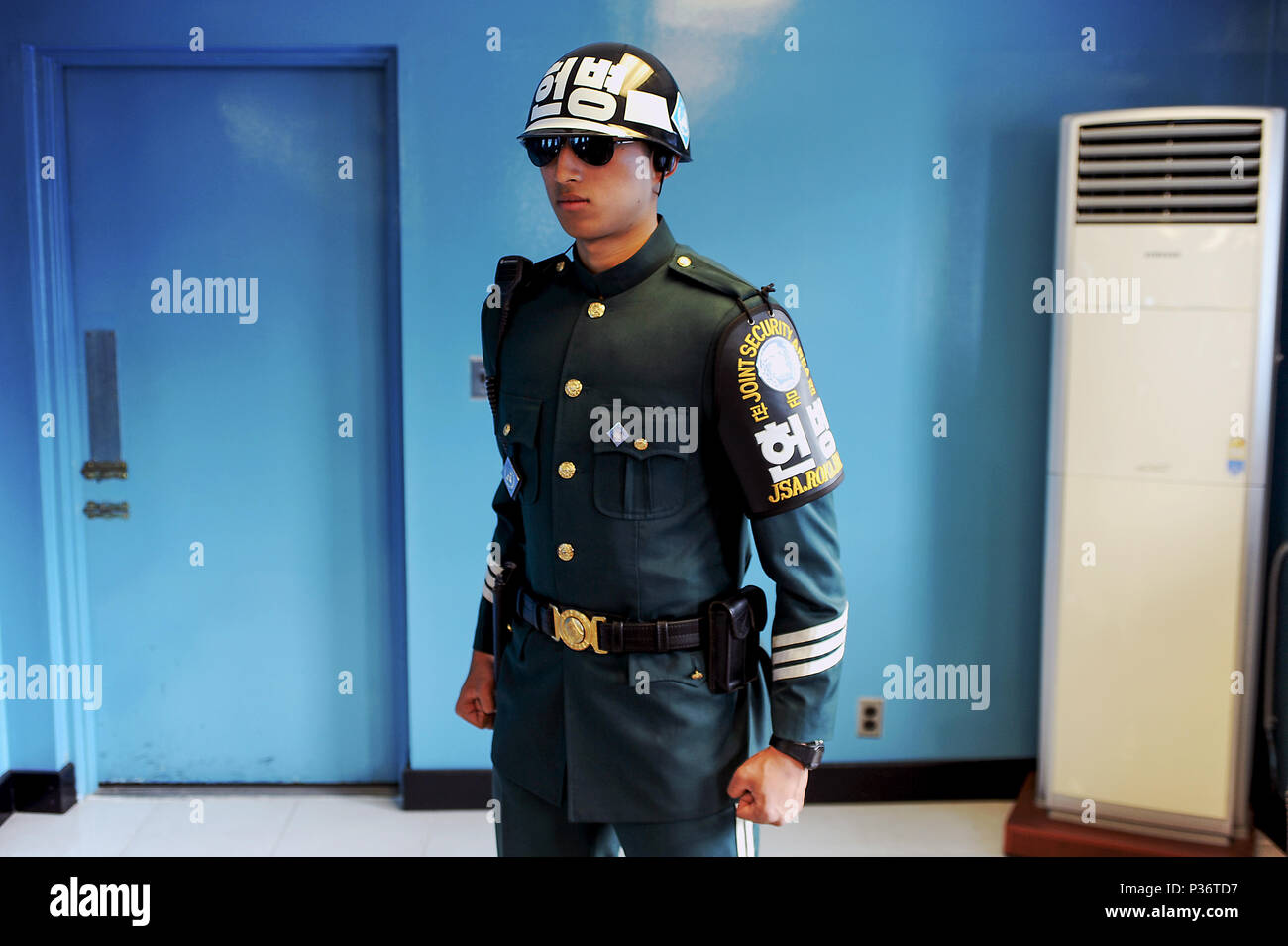 Panmunjeom, South Korea, South Korean guard soldier Stock Photo - Alamy