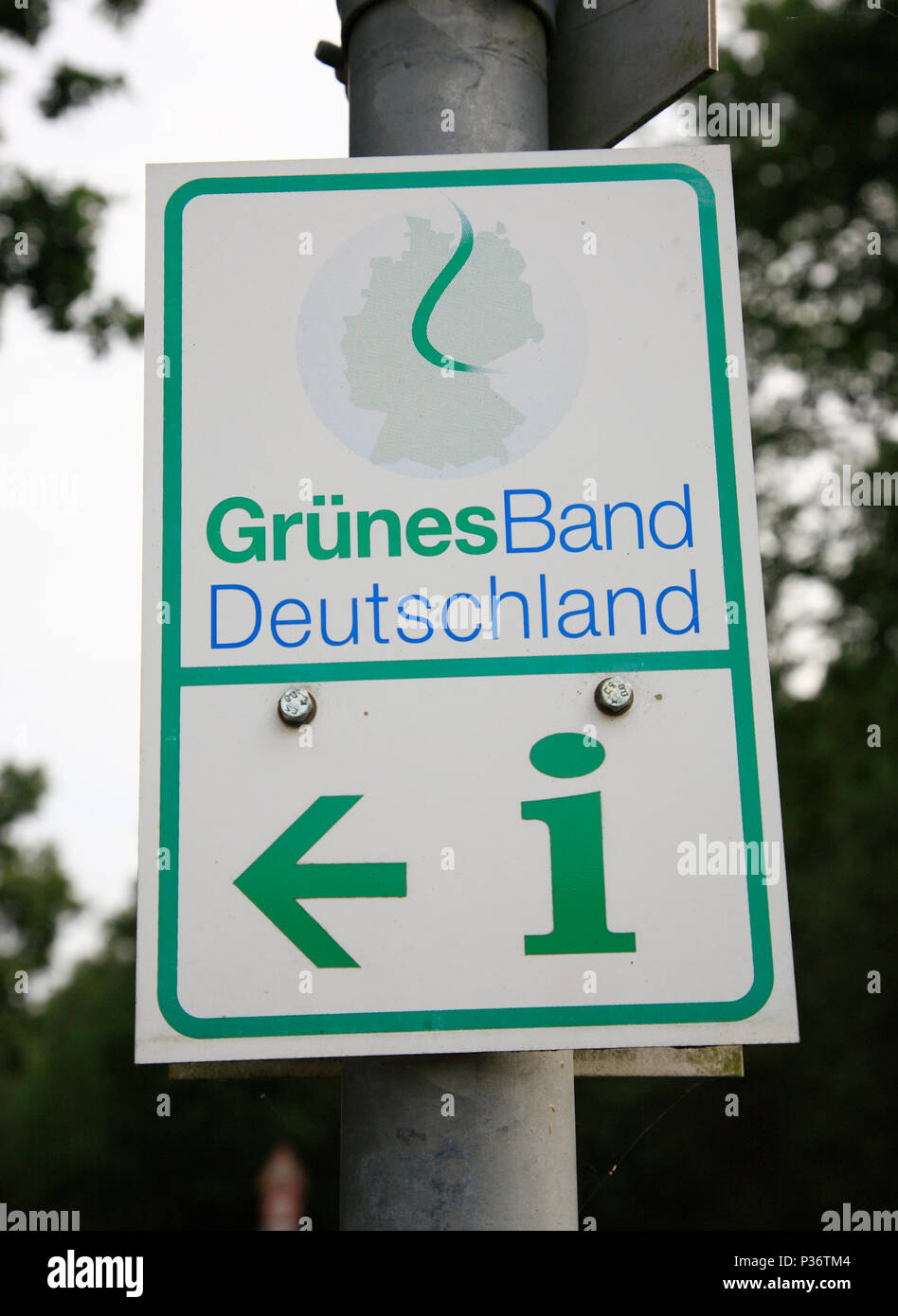 Guided bike Tour at Wirler Spitze, former border to DDR (GDR), Ziemendorf, Altmark, Sachsen-Anhalt, Germany, Europe Stock Photo