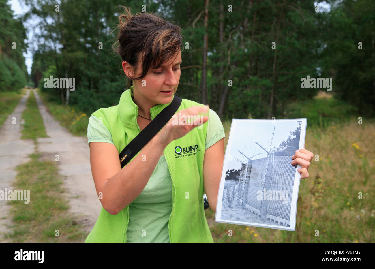 Guided bike Tour at Wirler Spitze, former border to DDR (GDR), Ziemendorf, Altmark, Sachsen-Anhalt, Germany, Europe Stock Photo