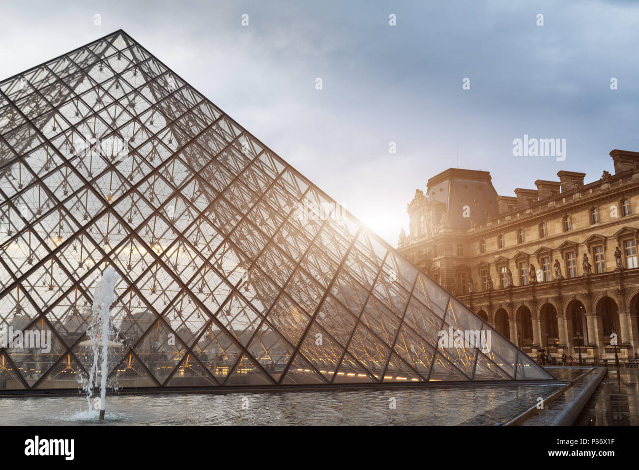 PARIS, FRANCE - June 01, 2018: View of famous Louvre Museum with Louvre ...