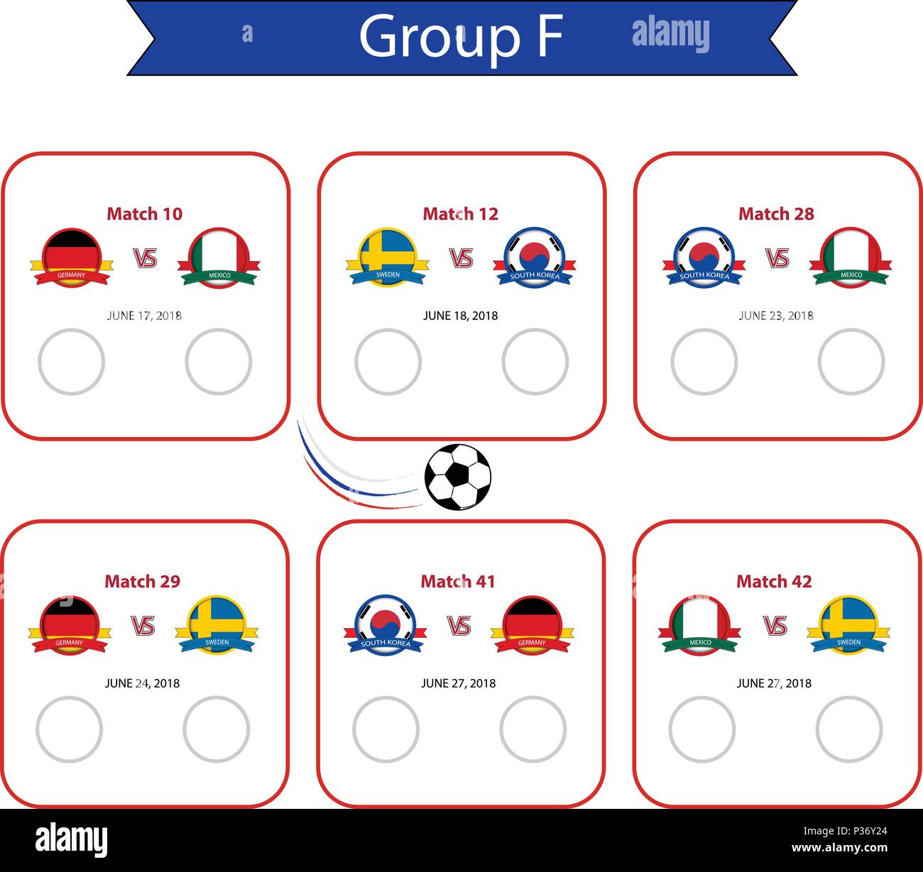 Football  World Cup 2018 Schedule.International world championship tournament 2018.Soccer cup team group set.Vector illustration Stock Vector