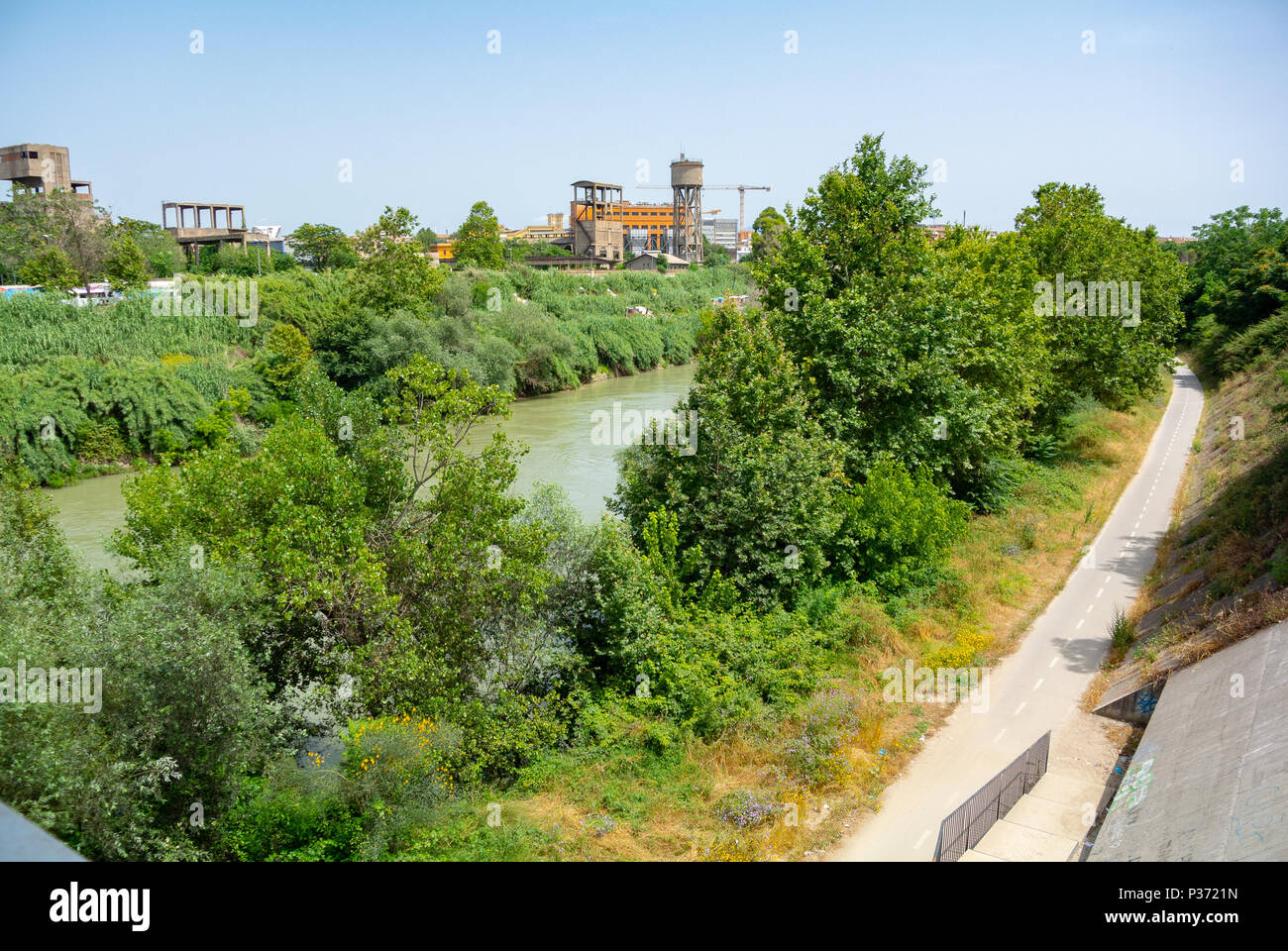 Industrial area by Tiber river, Ostiense, Rome, Italy Stock Photo