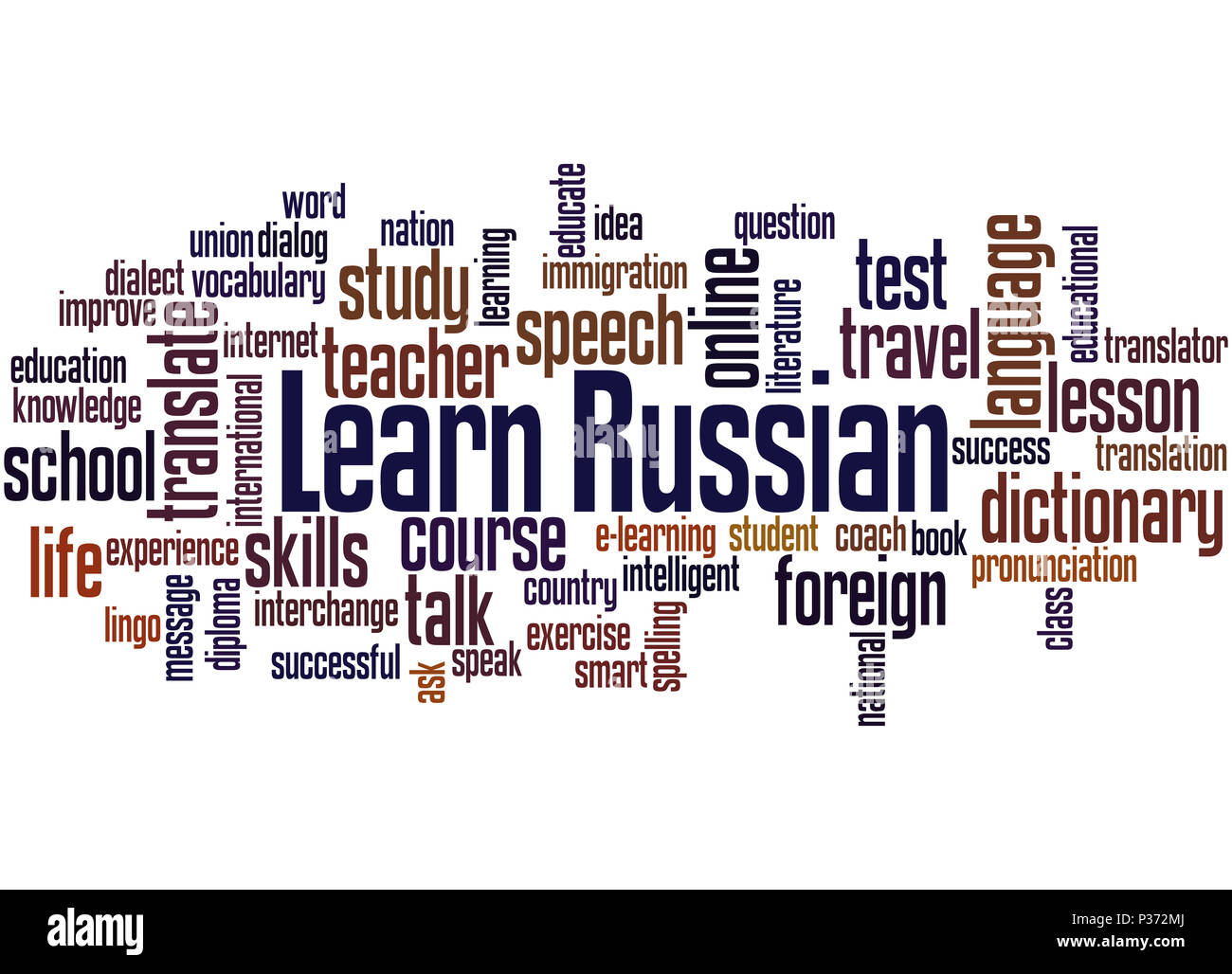 Learn Russian, word cloud concept on white background Stock Photo - Alamy