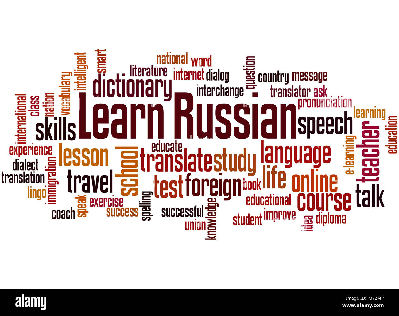 Learn Russian Word Cloud Concept On White Background Stock Photo Alamy