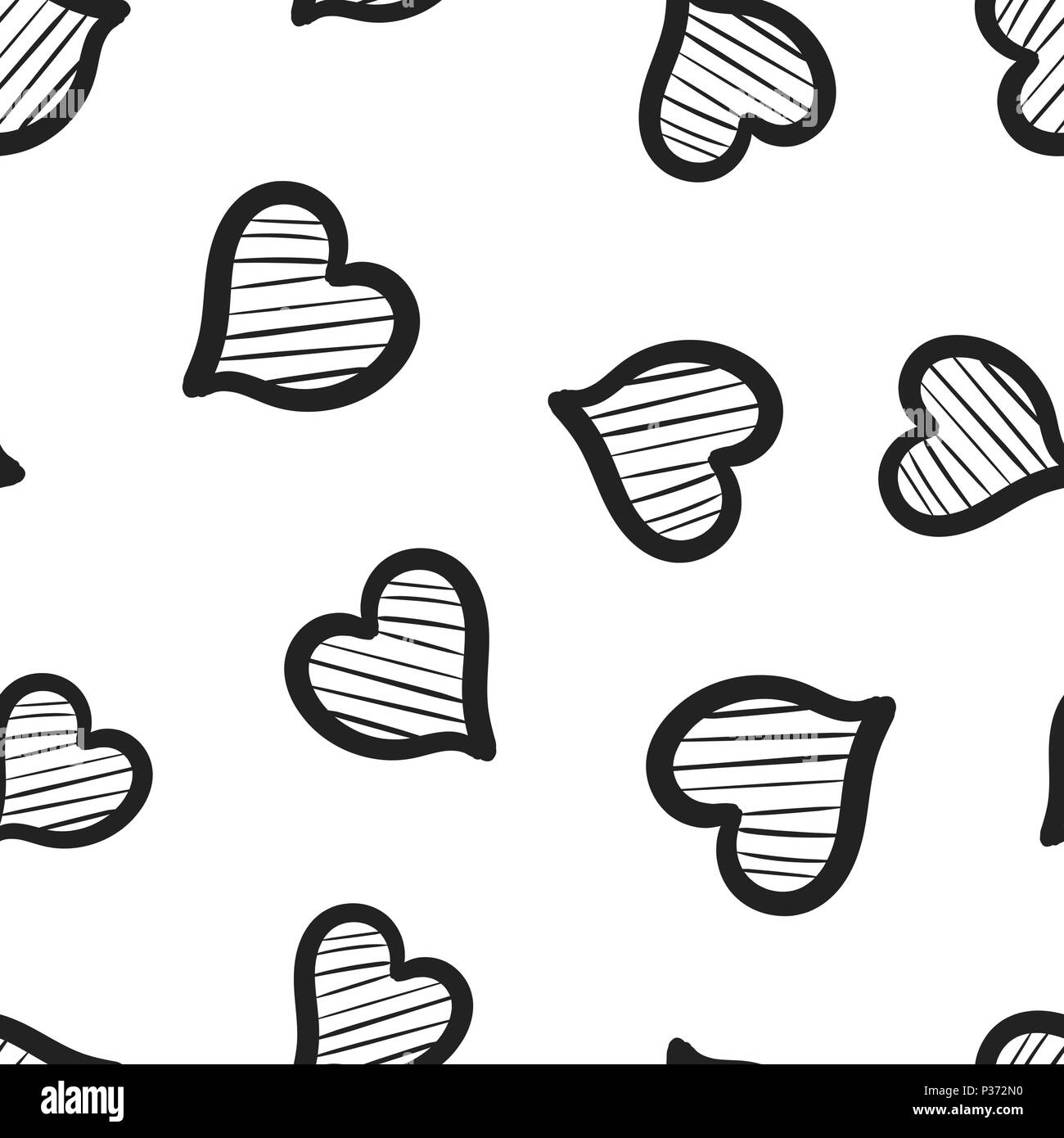 Hand drawn hearts icon seamless pattern background. Business concept ...