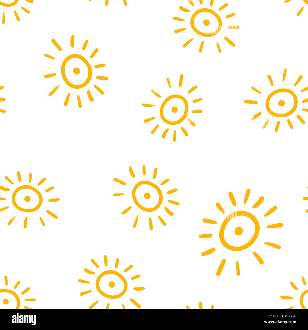 Hand drawn sun icon seamless pattern background. Business concept ...