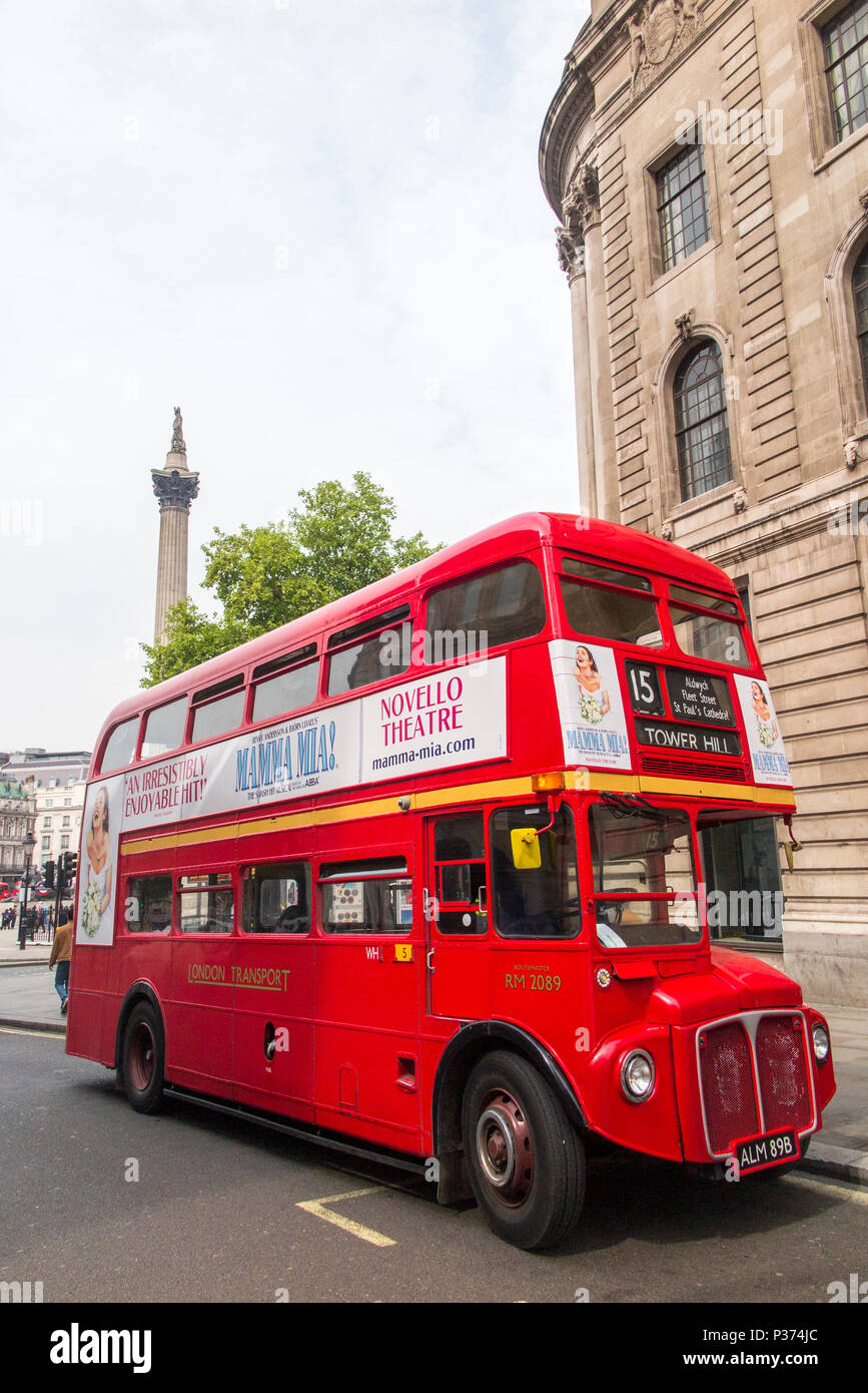 A number 15 bus, one of the Routemaster London double decker buses Stock Photo