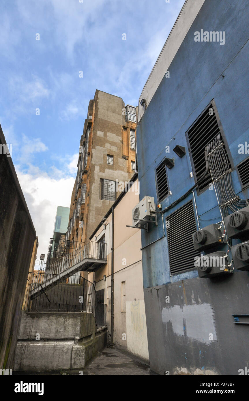 The rear of the Glasgow School of Art where it joins on to the O2 Academy and Campus Nightclub, on Scott Street, Glasgow, Scotland, UK Stock Photo