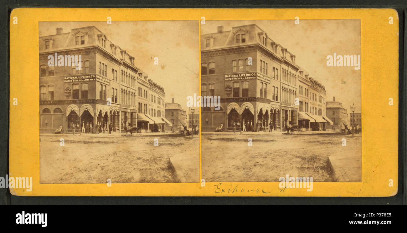 . Exchange Street.  Coverage: 1865?-1883?. Digital item published 7-28-2005; updated 2-12-2009. 99 Exchange Street, from Robert N. Dennis collection of stereoscopic views Stock Photo