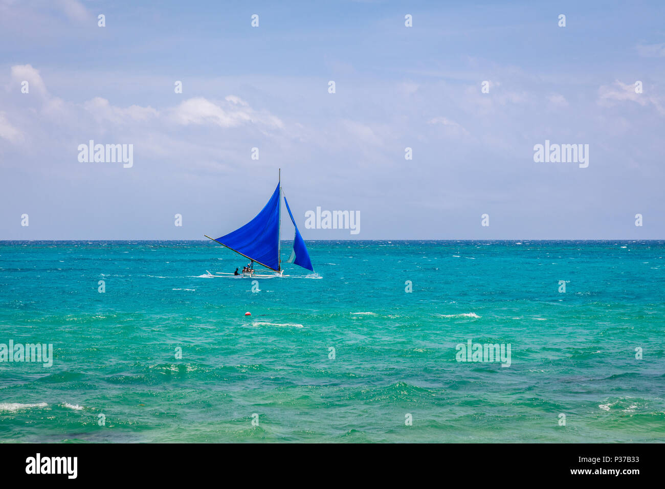 Sailing boat in the sea, Boracay Island, Philippines, With space Stock