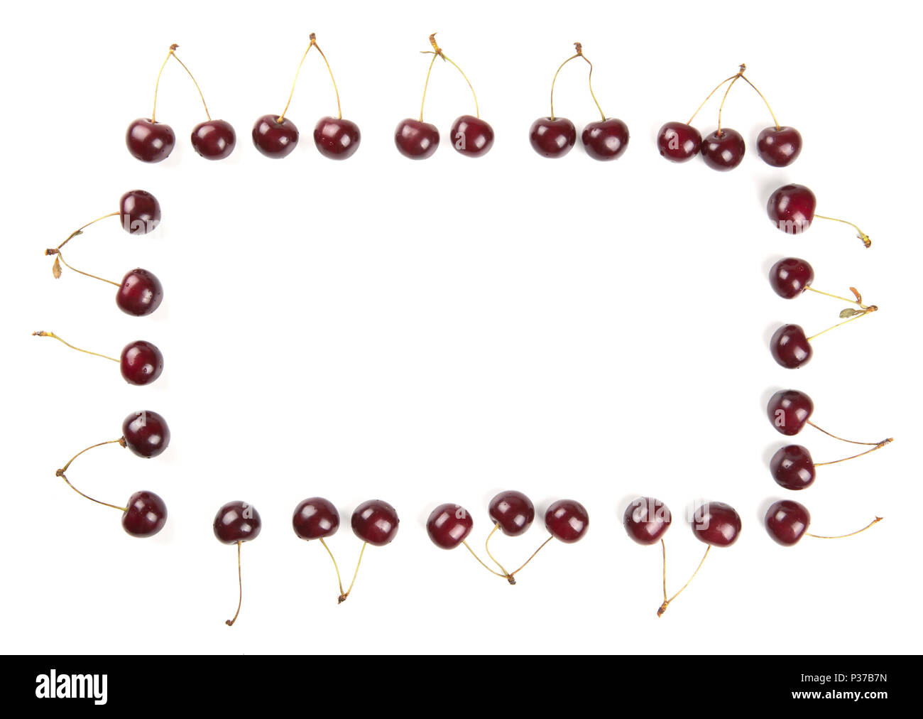 ripe red cherry on a white background Stock Photo