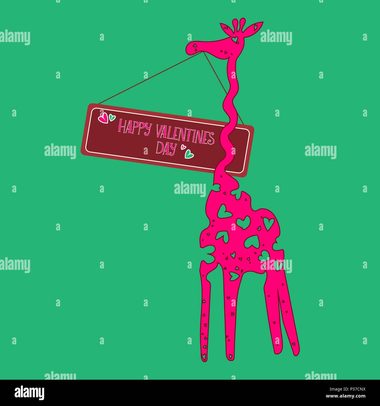 Vector giraffe pink.Valentine's Day. Stock Vector