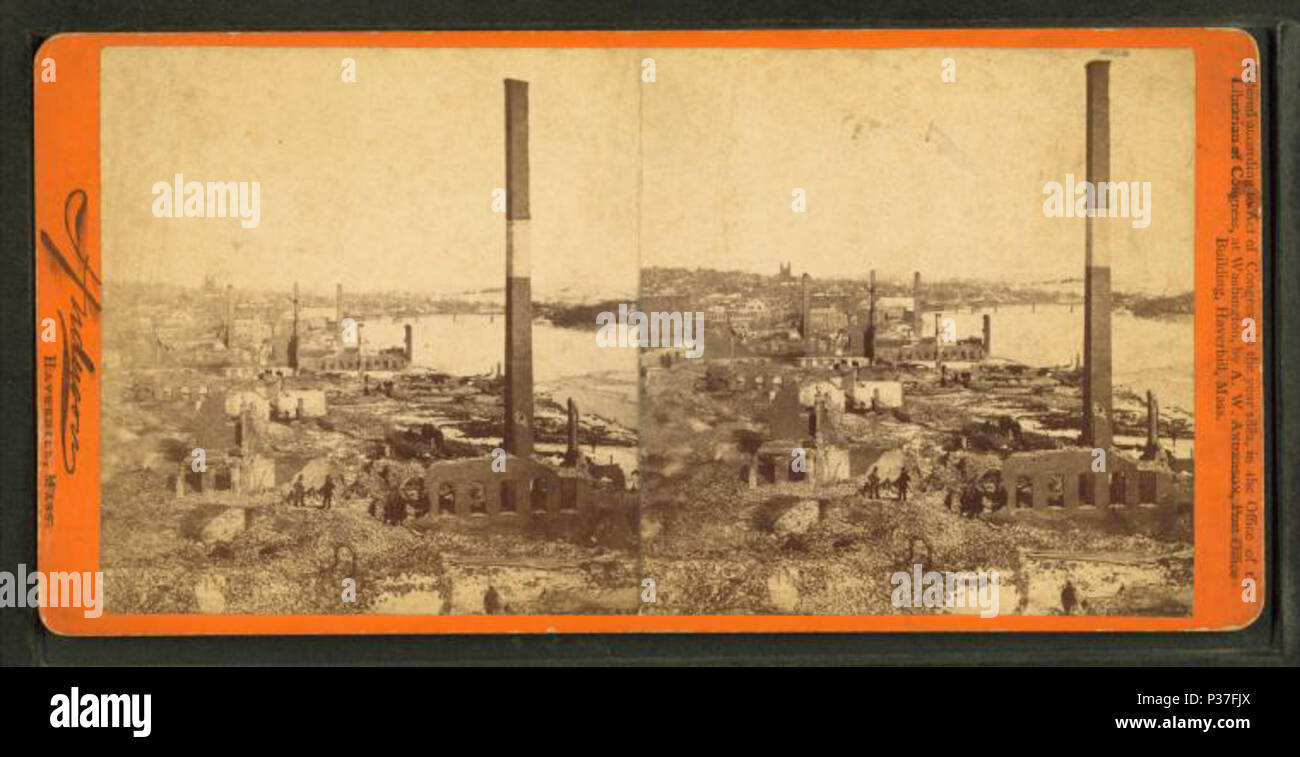 . From Currier block, near depot, looking east. Alternate Title: Ruins of the great fire, Haverhill, Mass., Feb. 17 and 18, 1882.  Coverage: 1882. Source Imprint: Haverhill, Mass. : 1882.. Digital item published 8-31-2005; updated 2-12-2009. 113 From Currier block, near depot, looking east, by A. W. Anderson 3 Stock Photo