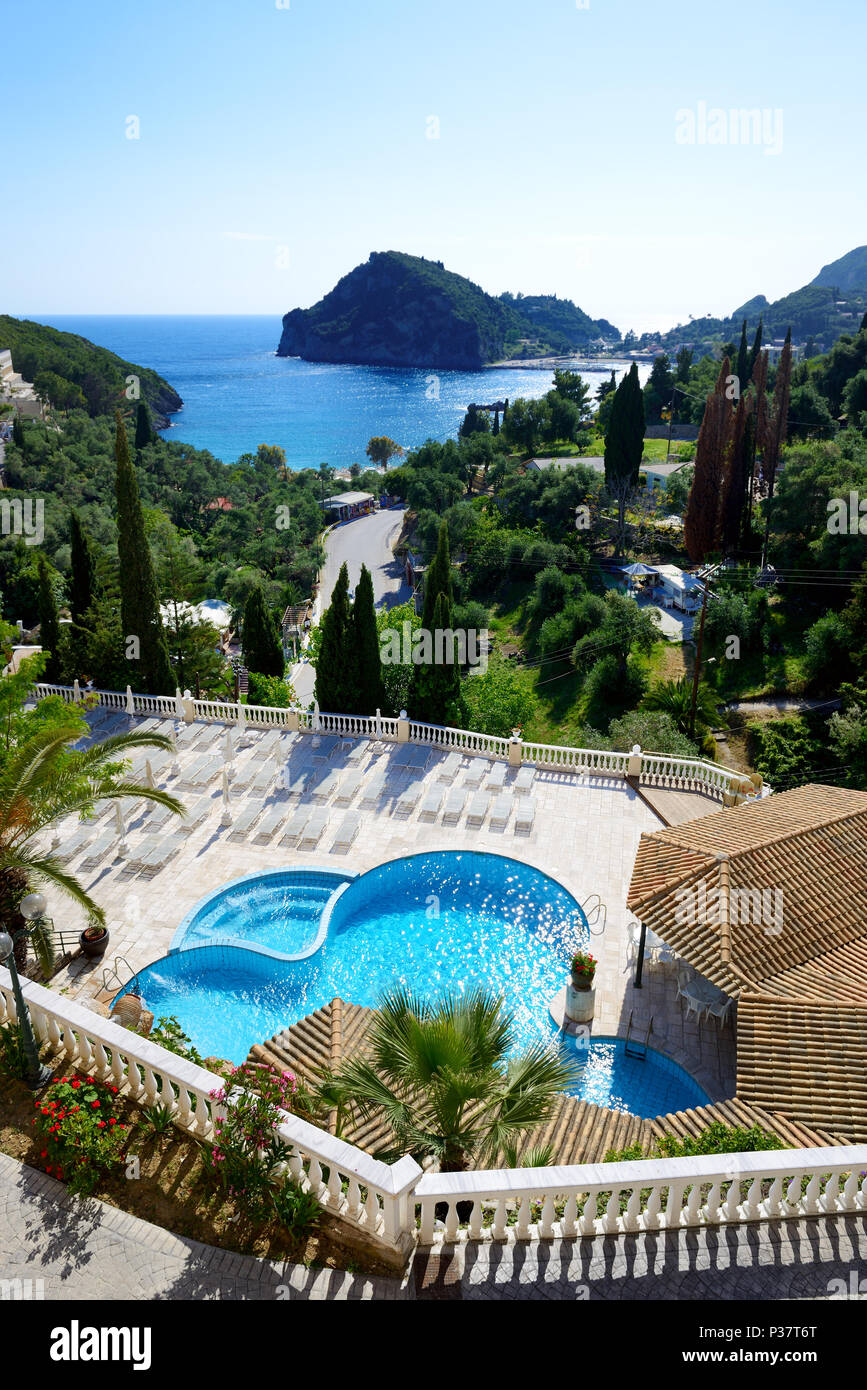 The view on a bay and beach, Corfu, Greece Stock Photo