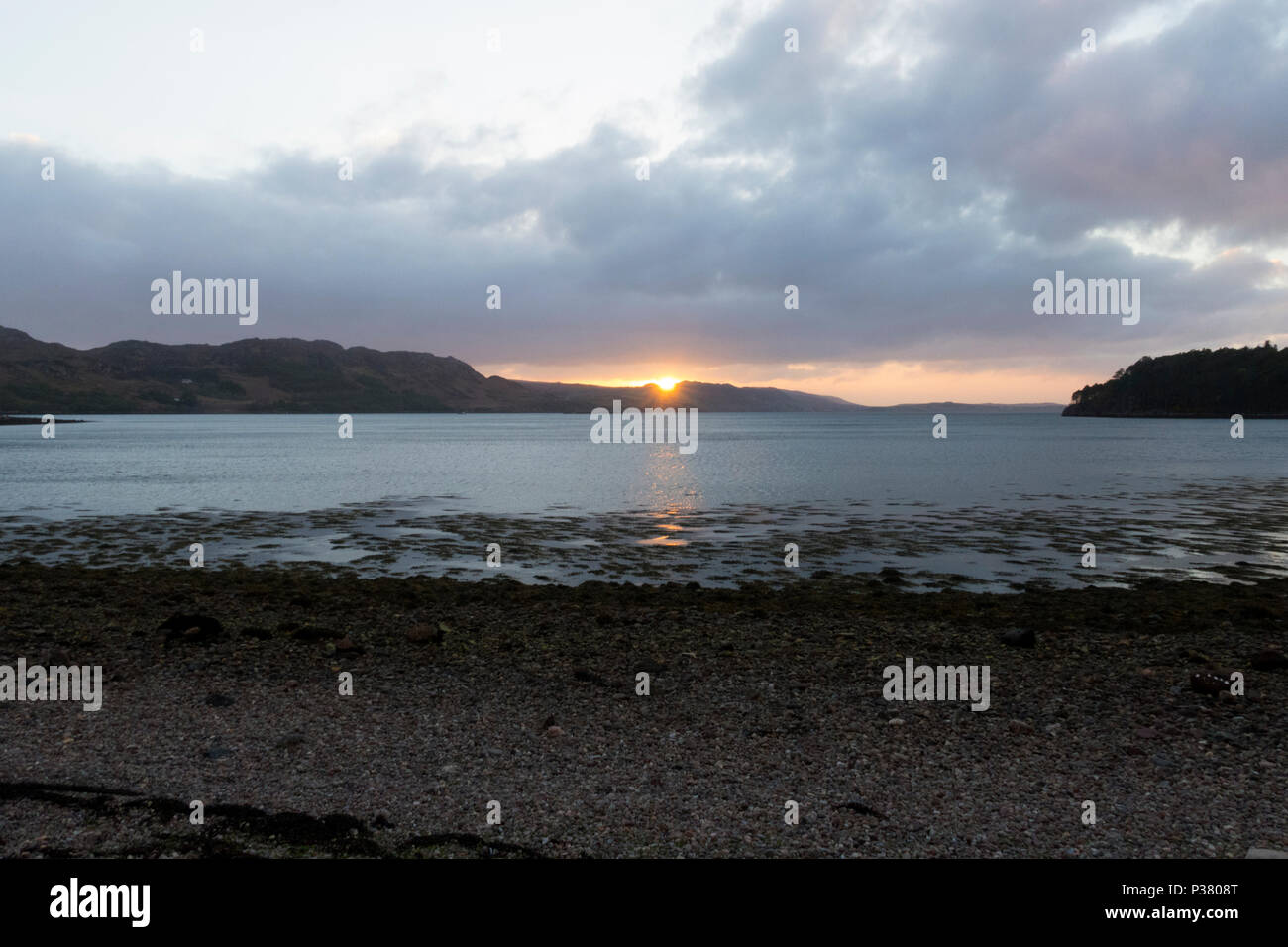 Sunset on Loch Ewe from Poolewe Scotland Stock Photo