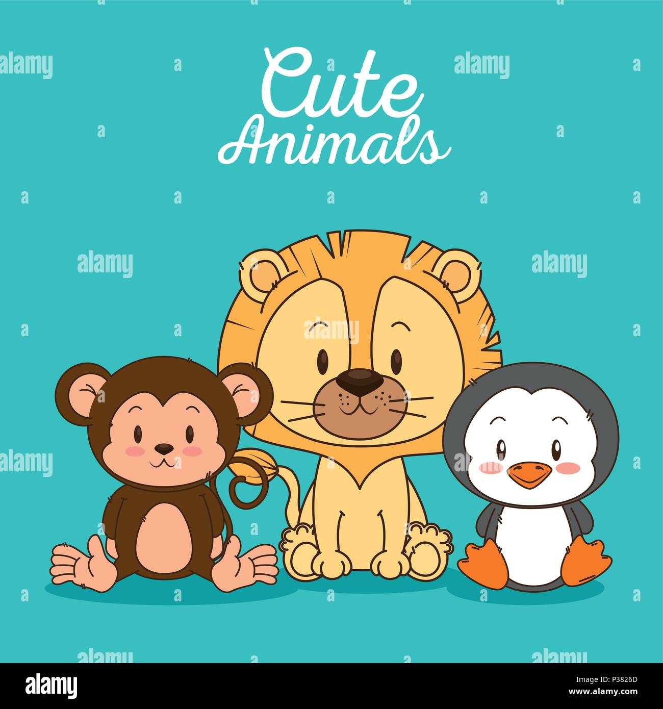 little and cute animals group vector illustration design Stock Vector