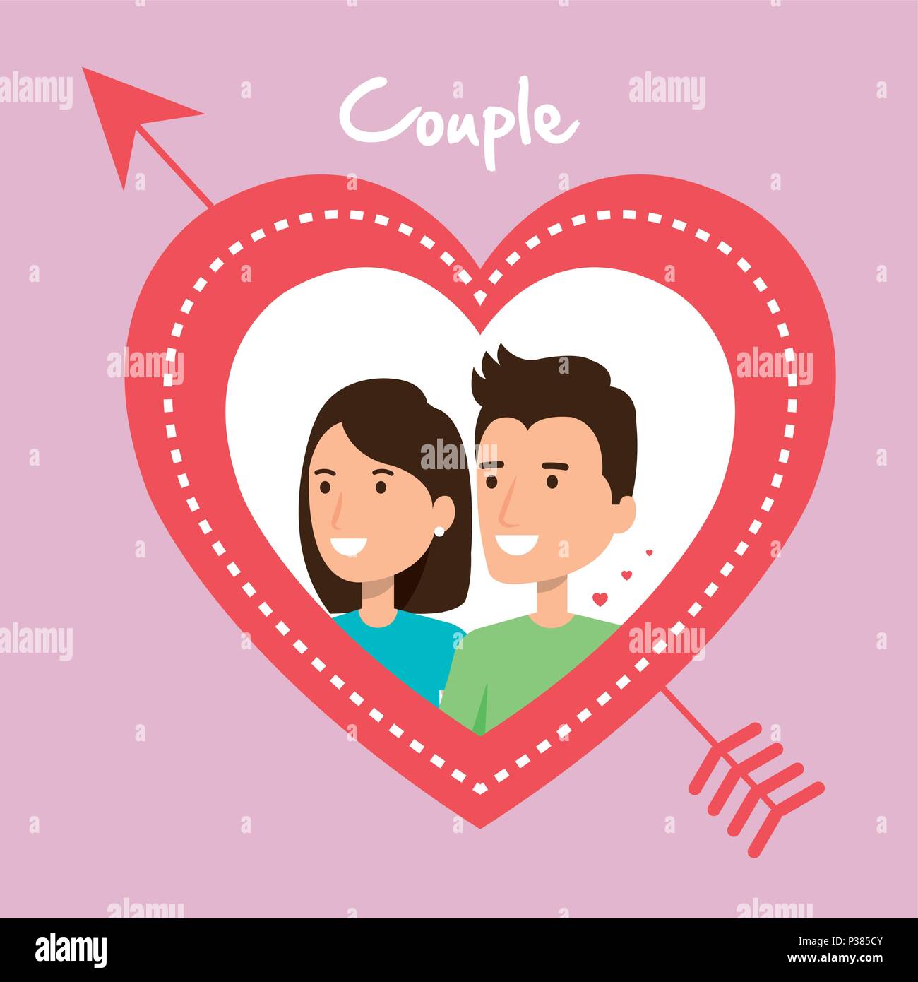 lovers couple with heart and arrow vector illustration design Stock ...