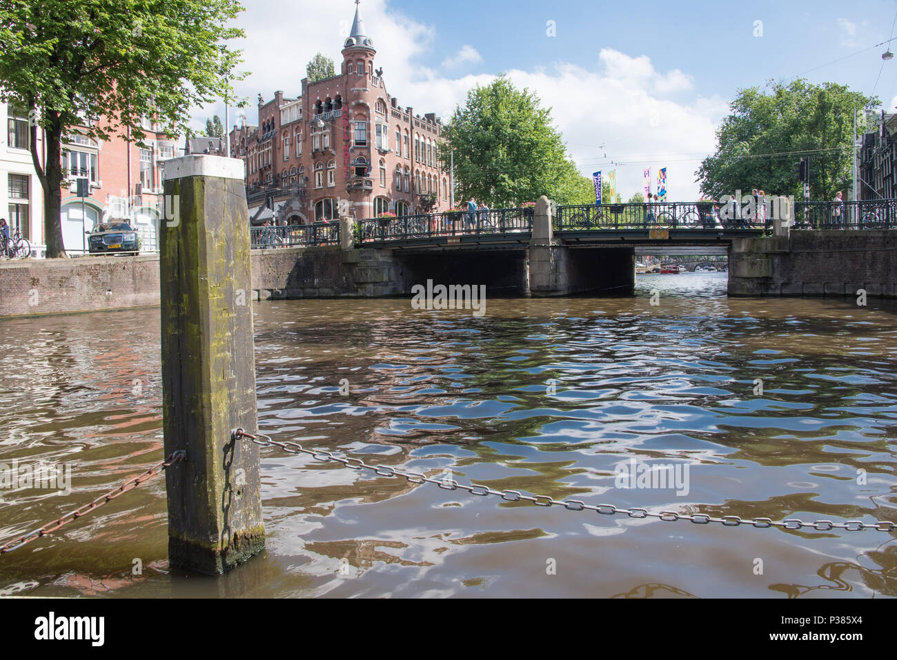 The wide canal in Amsterdam's Nine Streets old quarter Stock Photo