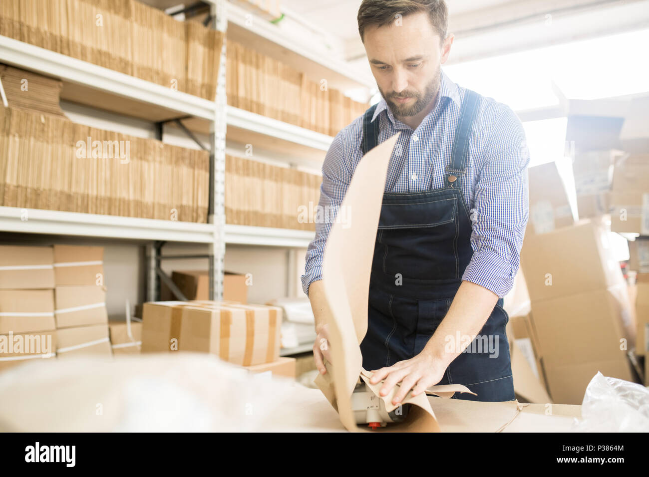 Portrait of Middle-Aged Warehouse Worker Stock Photo