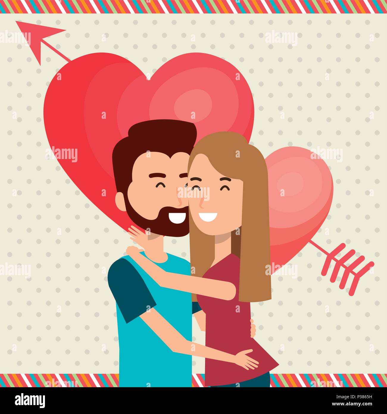 lovers couple with heart and arrow vector illustration design Stock ...