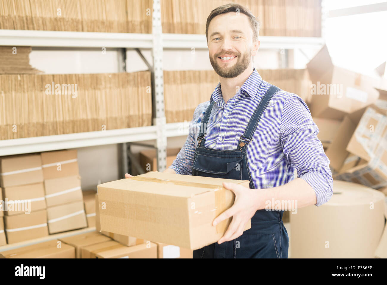 Warehouse Worker Posing for Photography Stock Photo