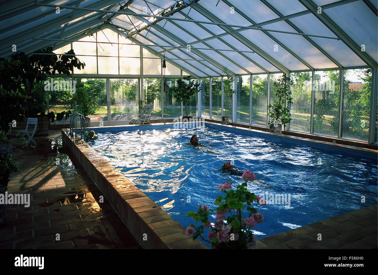 Oestra Tommarp, Sweden, swimming pool at Karlaby Kro Stock Photo