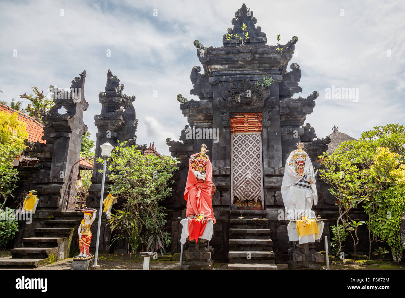 Temple gate paduraksa decorated for Melasti, Hindu ceremony of ...