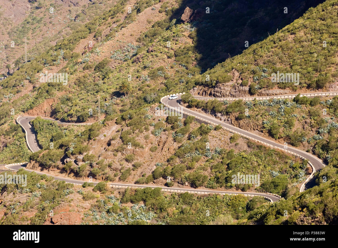 Masca, Spain, serpentines in the Teno mountains in Tenerife Stock Photo