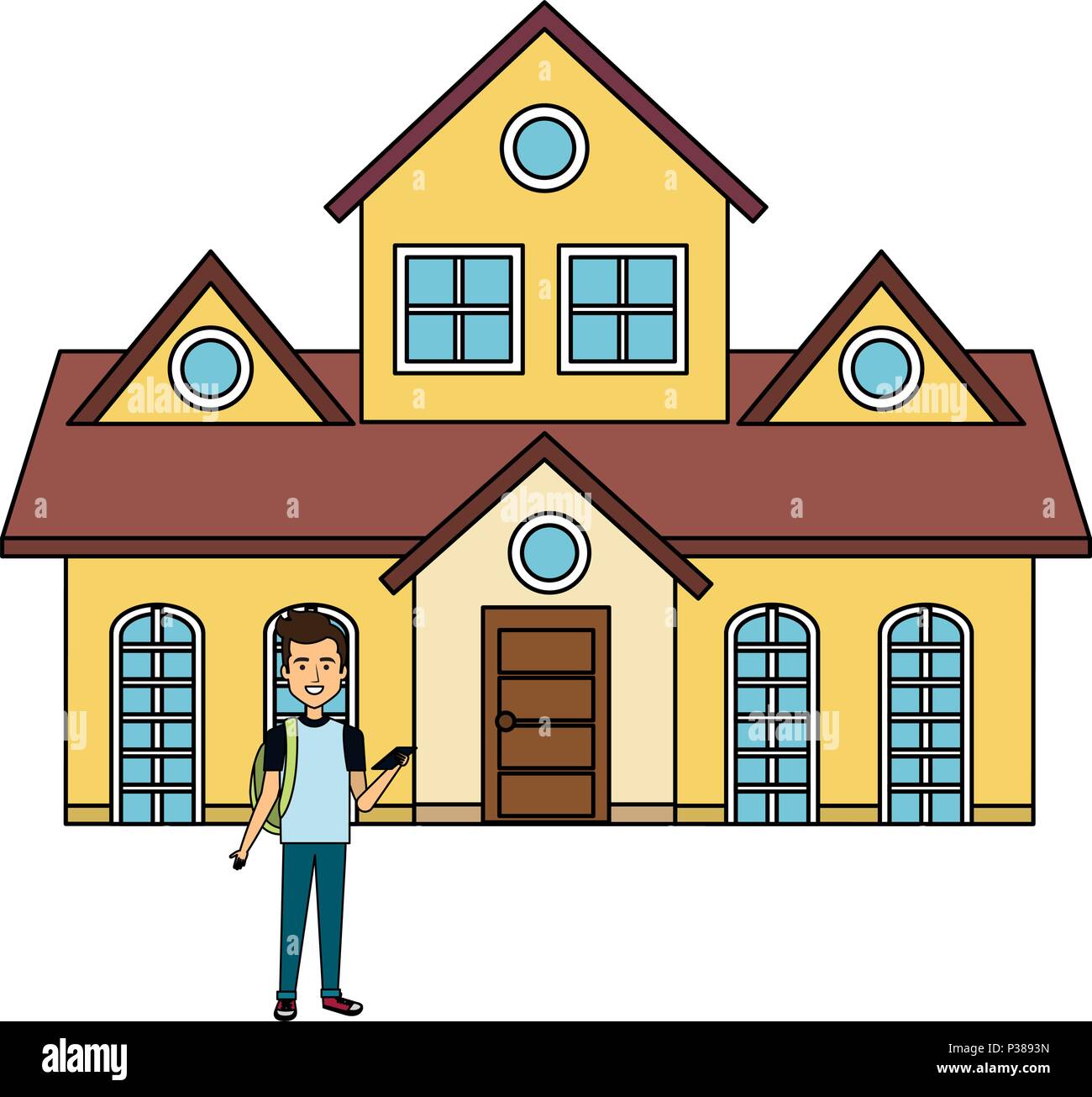 student young man outside the house vector illustration design Stock Vector  Image \u0026 Art - Alamy, image size:1300x1305