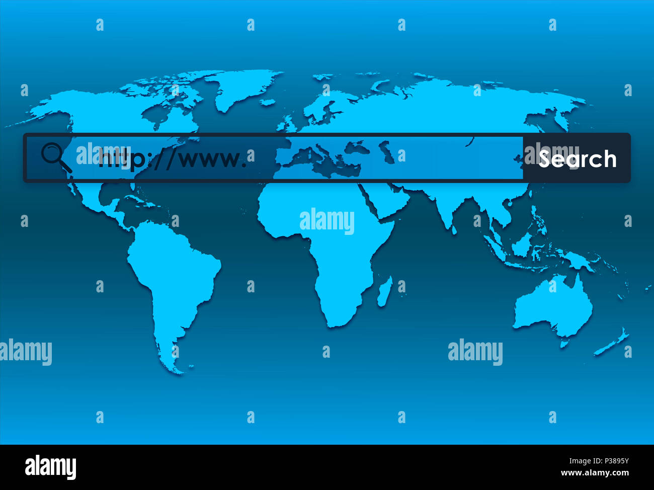 world map and world wide web searching Stock Photo
