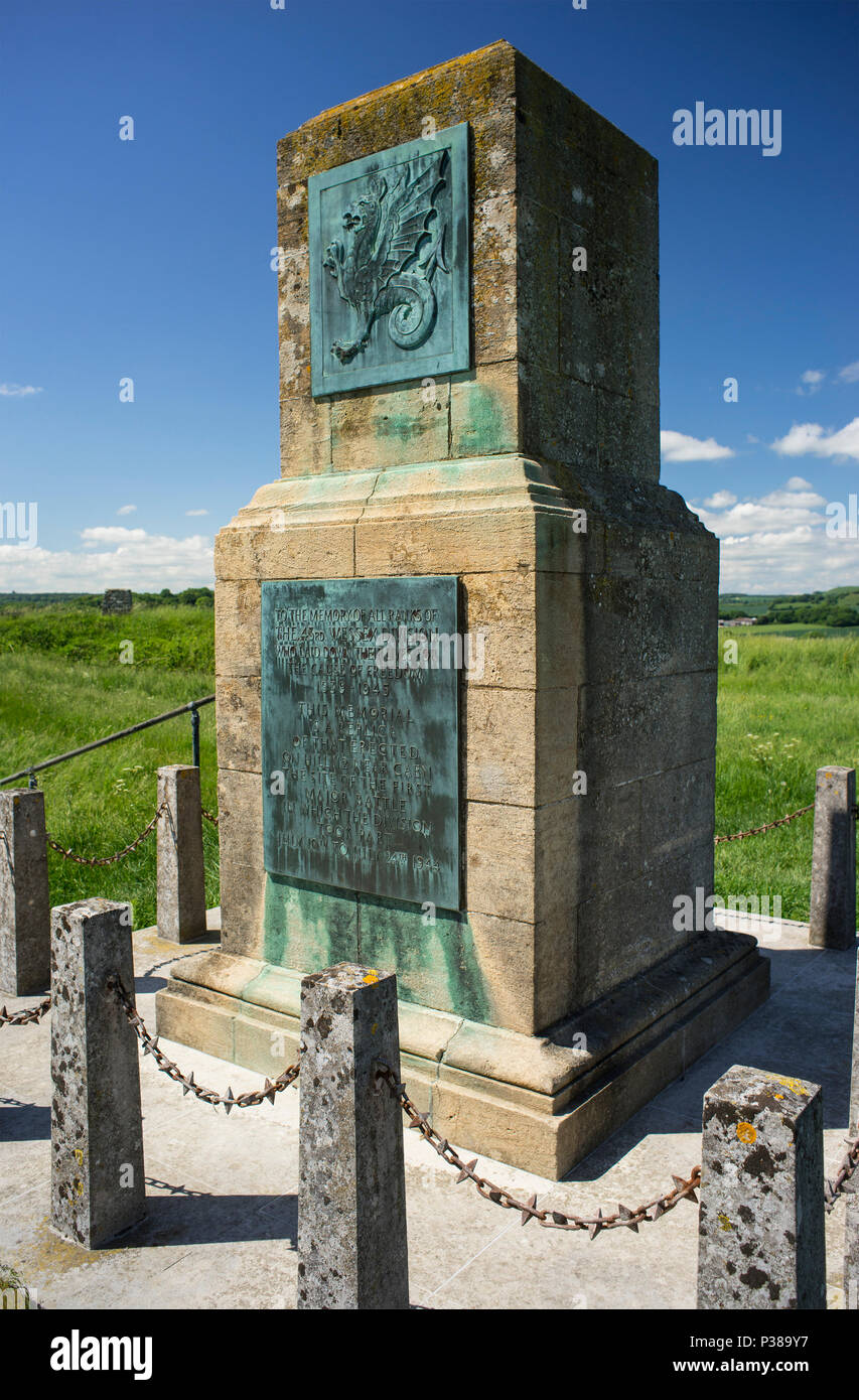 The 43rd Wessex Division Memorial on Castle Hill, Mere, Wiltshire, England. Stock Photo