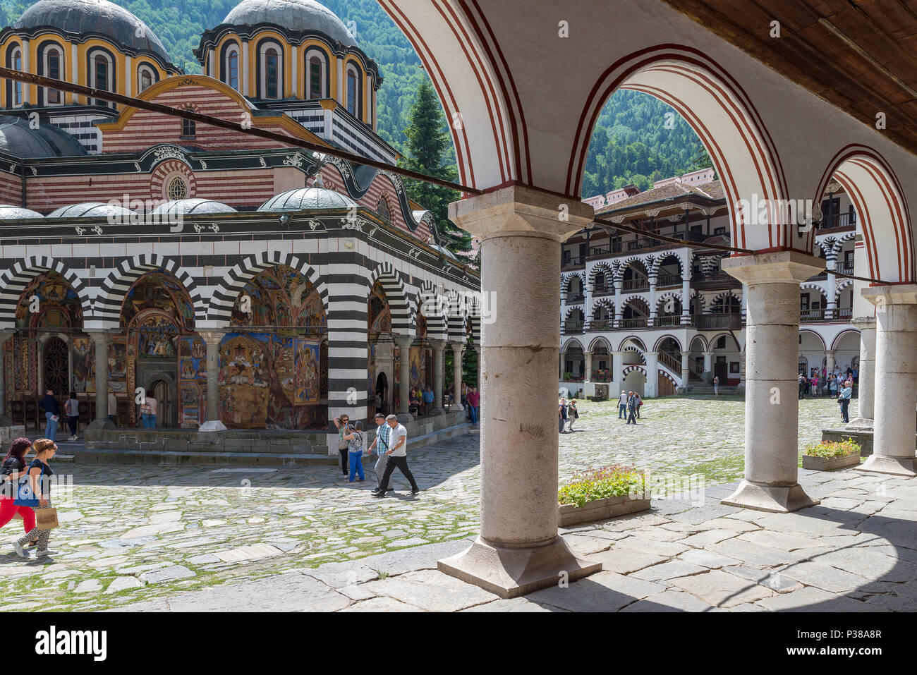 RILA, BULGARIA - JUNE 8, 2018: The Monastery of Saint Ivan of Rila, better known as the Rila Monastery is the largest and most famous Eastern Orthodox Stock Photo