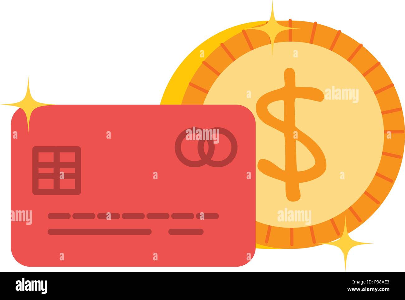 credit card with coins vector illustration design Stock Vector Image ...