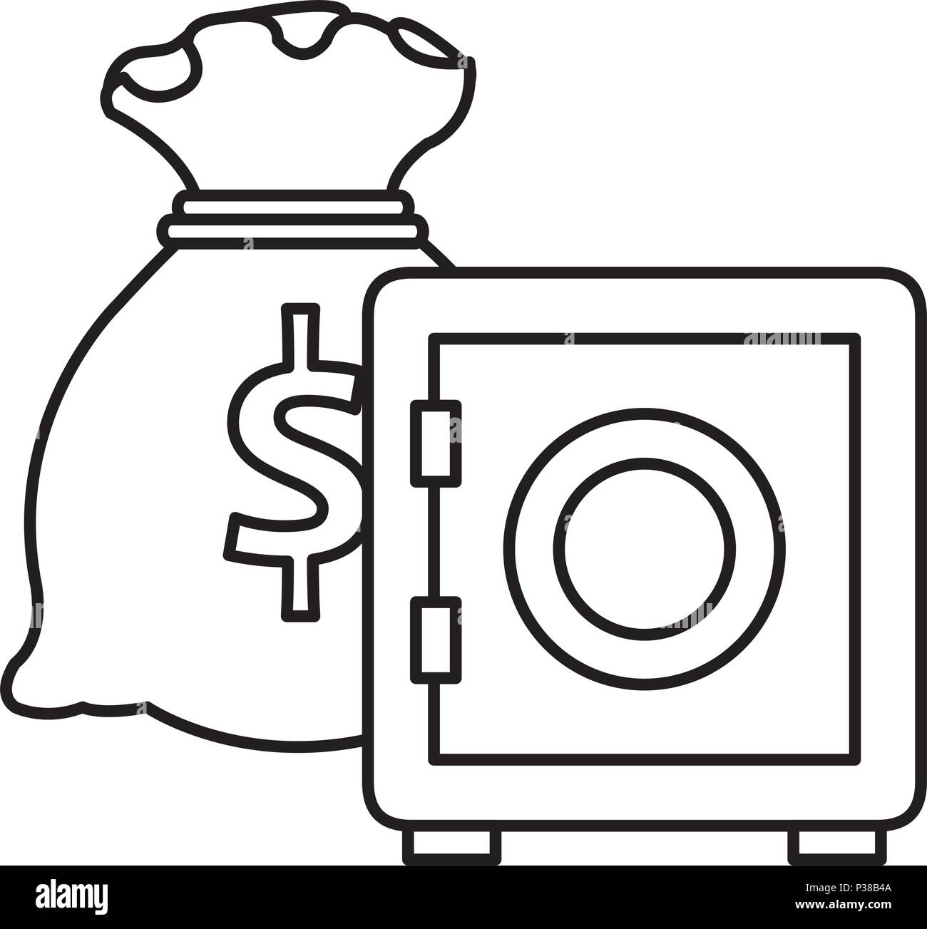 safe box with sack money vector illustration design Stock Vector Image ...