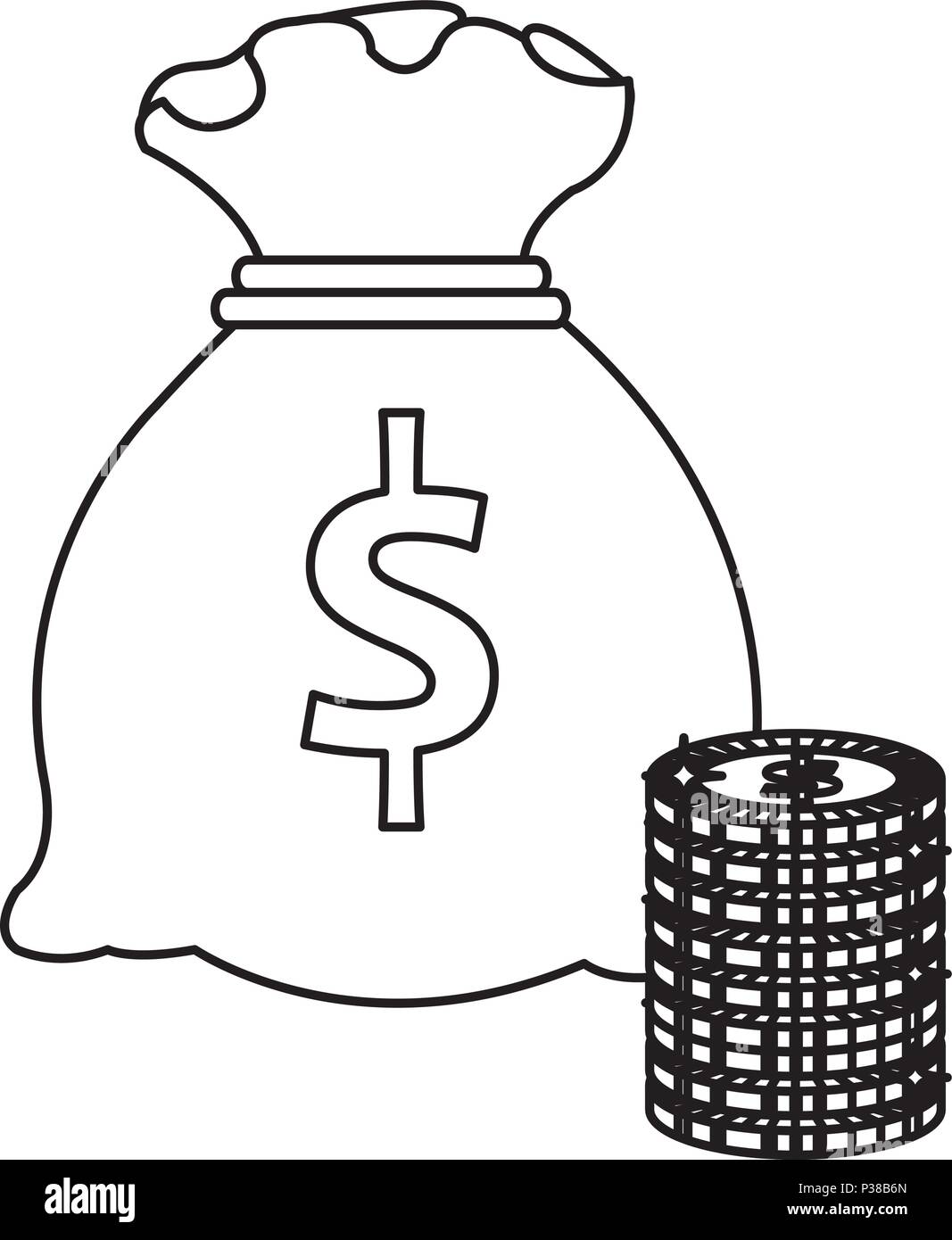 money bag with coins vector illustration design Stock Vector Image ...