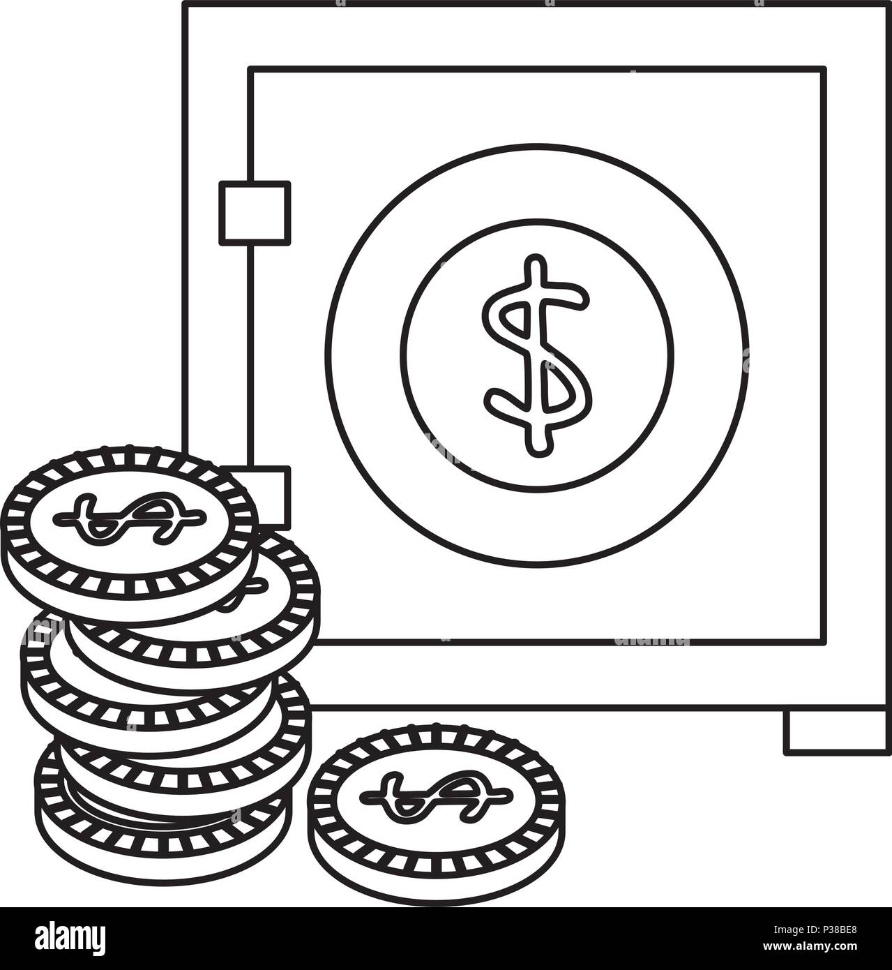 safe box with coins vector illustration design Stock Vector Image & Art ...