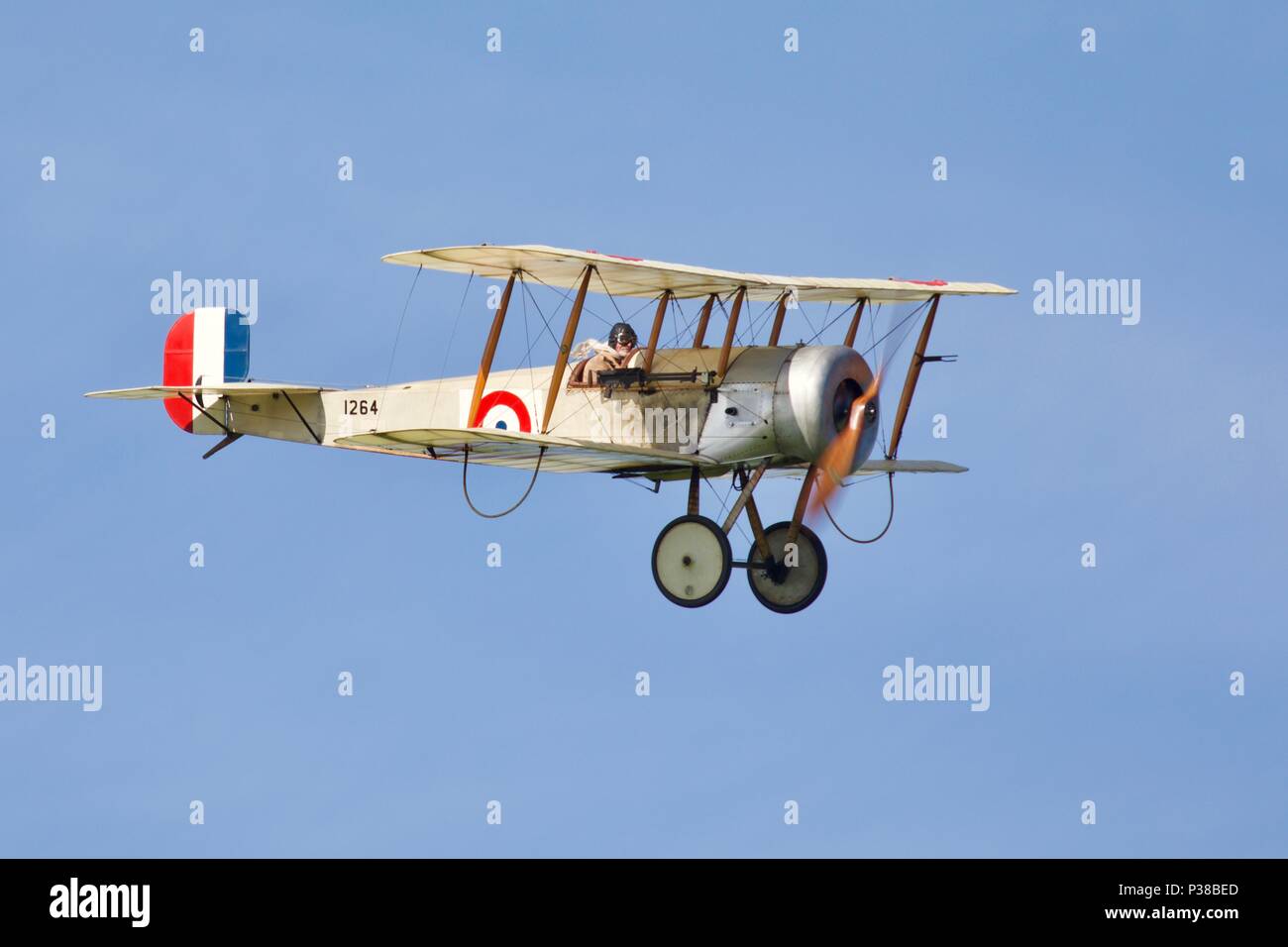 Bristol Scout Type C, No.1264 flying at Shuttleworth Fly Navy airshow on the 3rd June 2018 Stock Photo