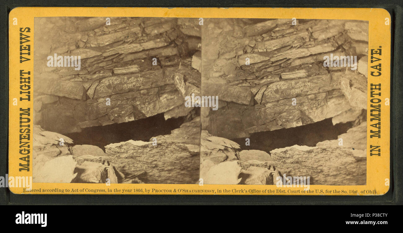 . Hanging Rocks. Alternate Title: Mammoth Cave views. 35.  Coverage: 1866. Source Imprint: New York : E. & H.T. Anthony, 1866.. Digital item published 6-16-2005; updated 2-12-2009. 137 Hanging Rocks, from Robert N. Dennis collection of stereoscopic views Stock Photo