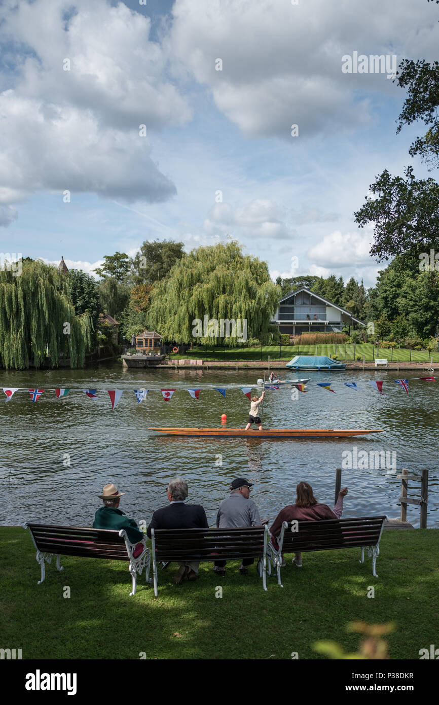 Maidenhead, United Kingdom.  'Thames Punting Club Regatta', Bray Reach. 12:06:34 Sunday  06/08/2017  © Peter SPURRIER, Stock Photo