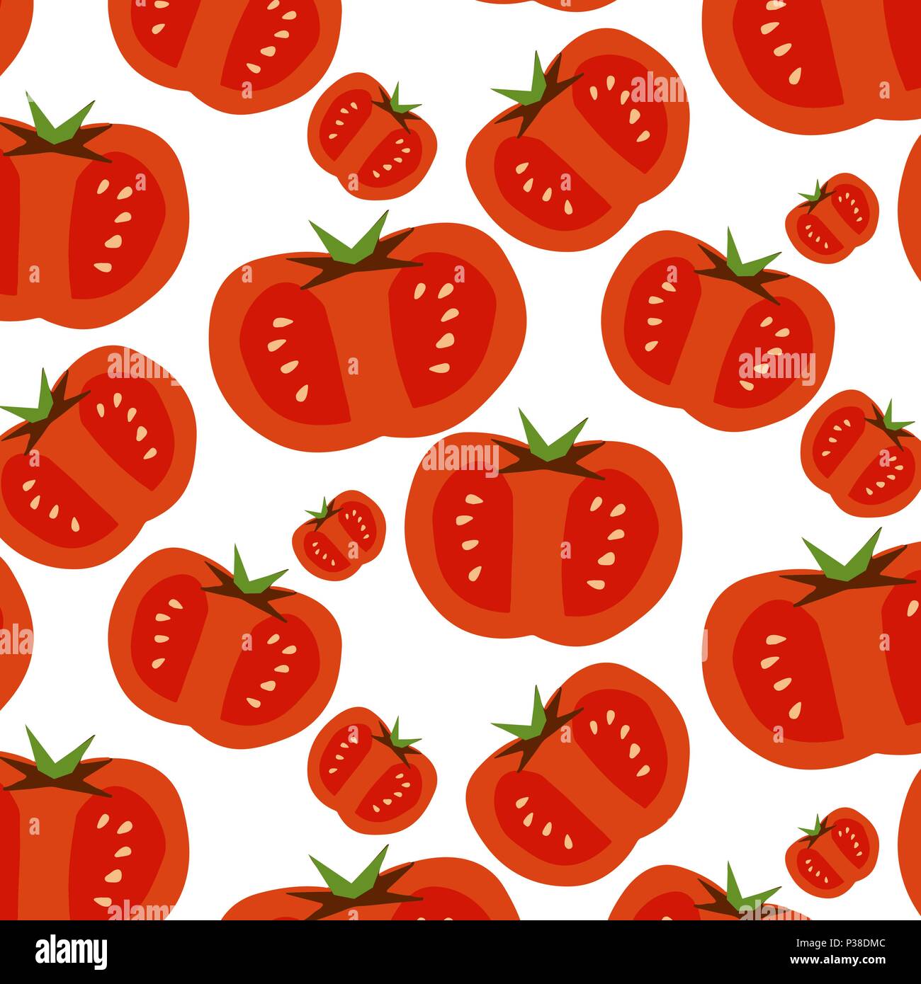 Seamless pattern of slised tomatoes. Vector illustration. Food