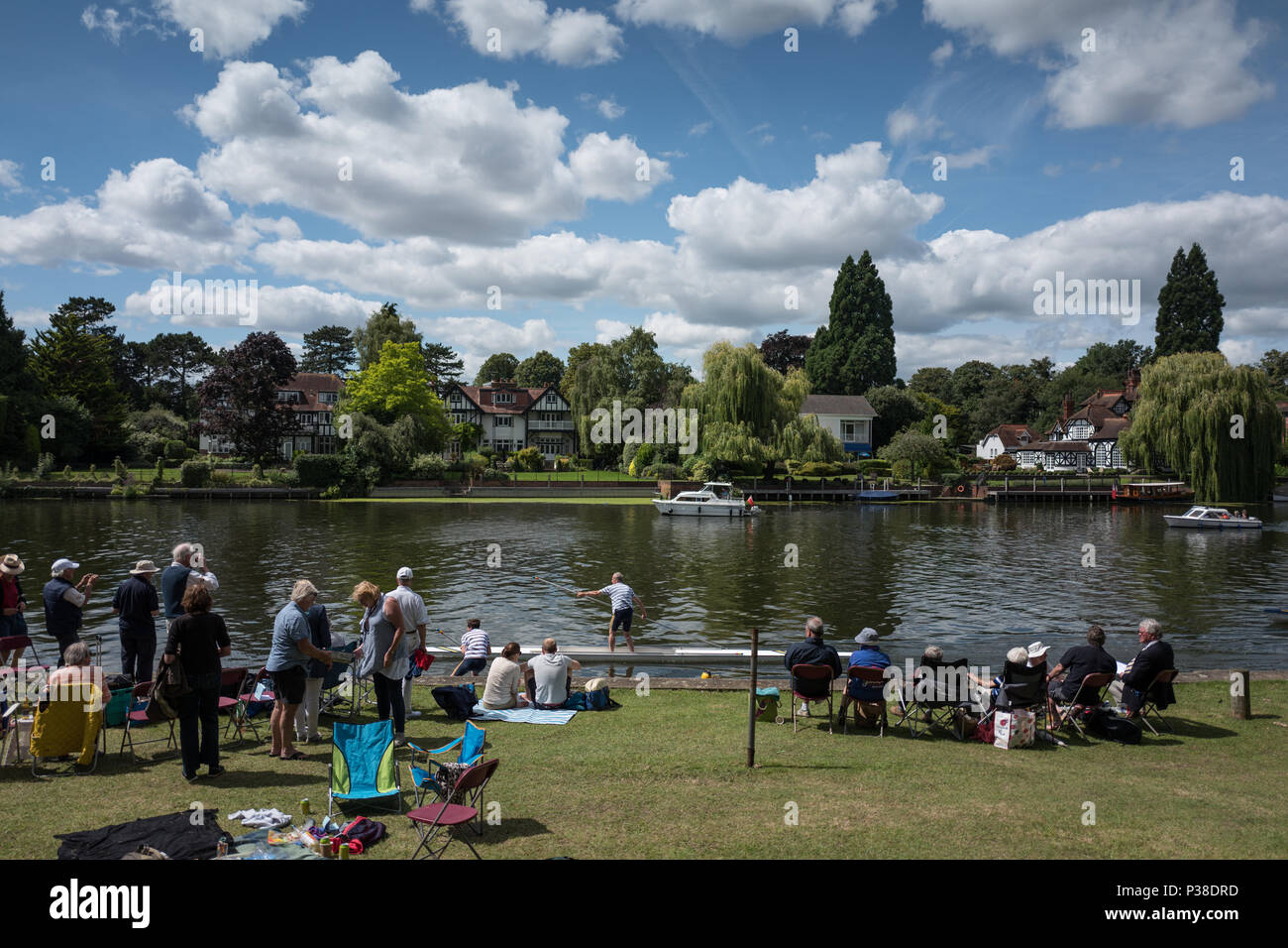 Maidenhead, United Kingdom.  'Thames Punting Club Regatta', Bray Reach. 13:22:41 Sunday  06/08/2017  © Peter SPURRIER, Stock Photo