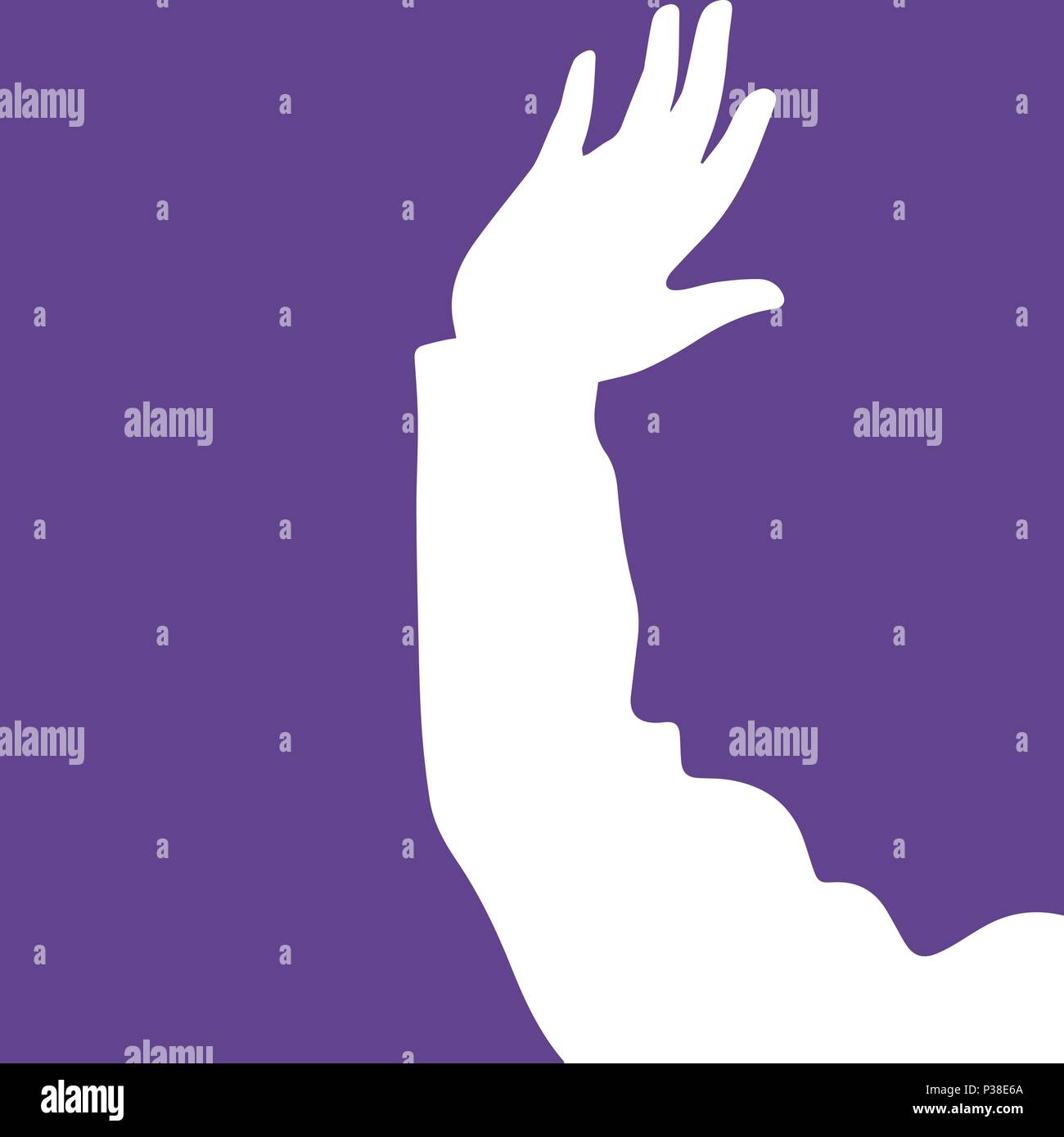 Abstraction of the hand that should stop the cry. Vector illustration with optical illusion. Stock Vector