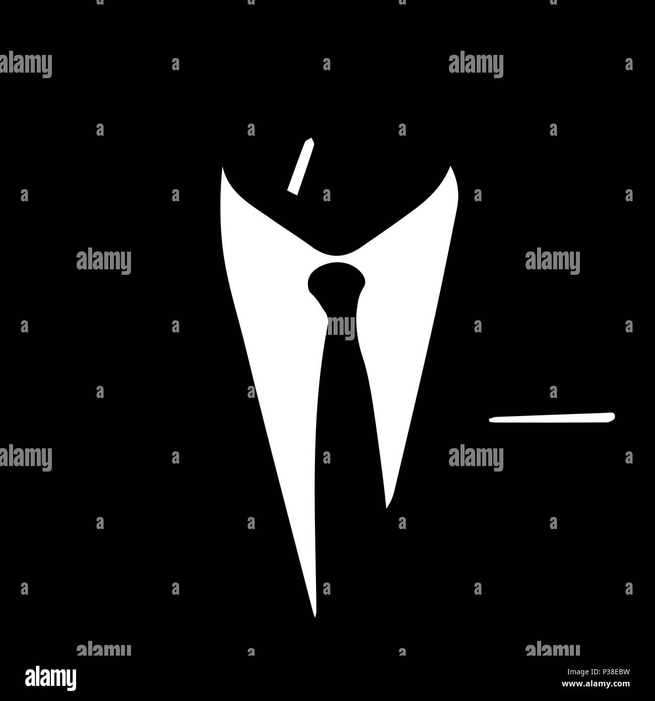 Silhouette of a man in a business suit and a tie with a cigarette. Vector black and white illustration. Stock Vector