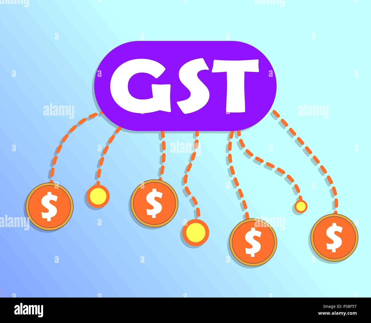 Text of Goods Services Tax. The plan on a blue background with a gradient. Vector illustration