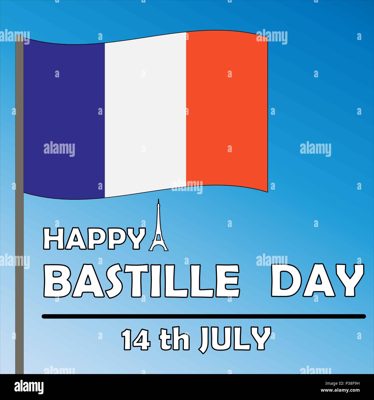 Bastille Day card. Vector card by day of the Bastille with the French ...
