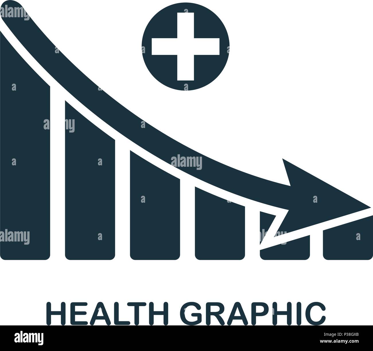 Health Decrease Graphic icon. Mobile app, printing, web site icon. Simple element sing. Monochrome Health Decrease Graphic icon illustration. Stock Vector