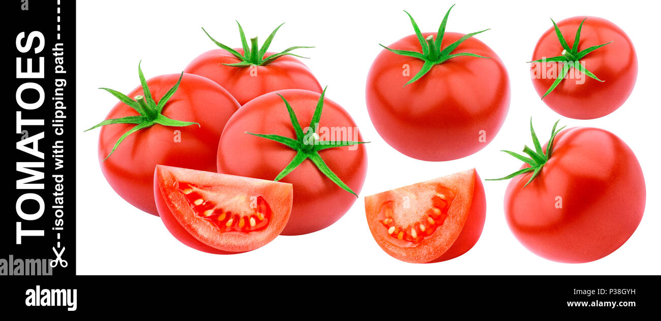 Tomatoes isolated isolated on white background with clipping path Stock Photo