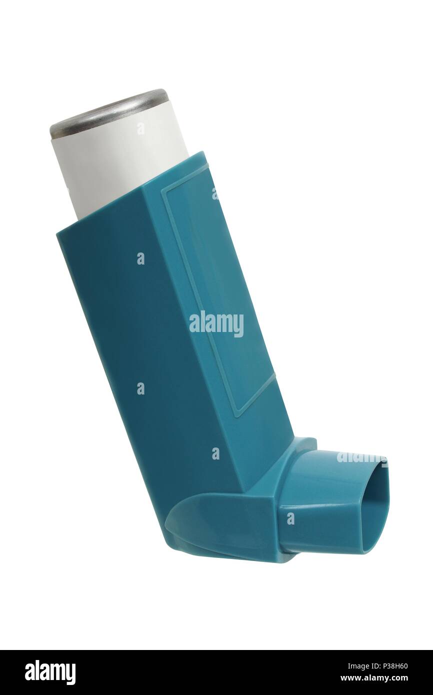 Asthma inhaler isolated on white background Stock Photo Alamy